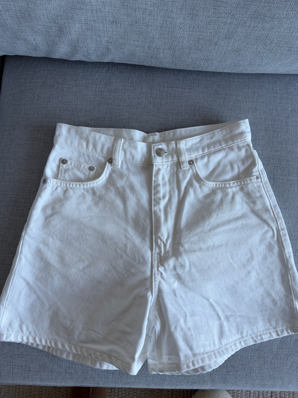 Arket White High-Rise Denim Shorts